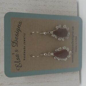 1774- Brown Natural Stone Women's Handmade Earrings NWT